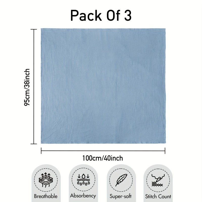 3 Pack Baby Swaddle Blankets Receiving Blanket For Newborn Boys And Girls Baby Essentials Unisex Baby Blue Elephant 40 X 38 Inches - Image 3