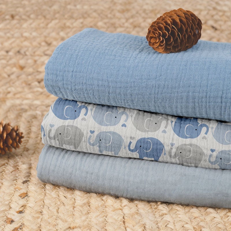 3 Pack Baby Swaddle Blankets Receiving Blanket For Newborn Boys And Girls Baby Essentials Unisex Baby Blue Elephant 40 X 38 Inches - Image 2