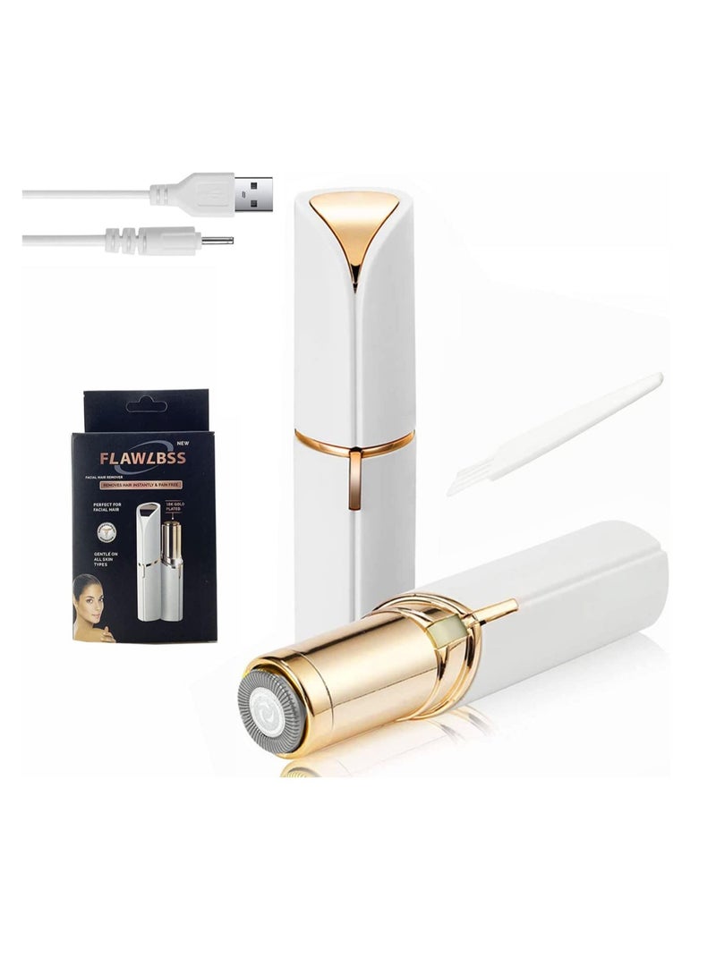إزالة شعر الوجه الكهربائية، ماكينة حلاقة شعر الوجه المحمولة للنساء، أفضل مزيل شعر خالي من الألم للنساء في منطقة البيكيني، شعر الخوخ، الشفة العليا، الذراع (أبيض) - Image 1