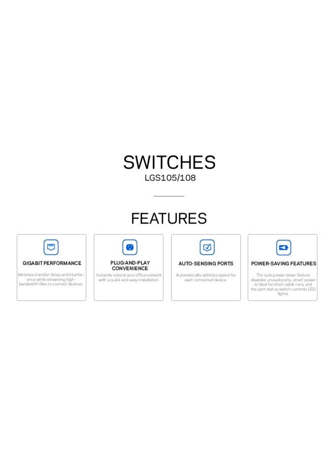 LINKSYS 8 Gigabit Ports Unmanaged Network Switch Black/Blue - Image 4
