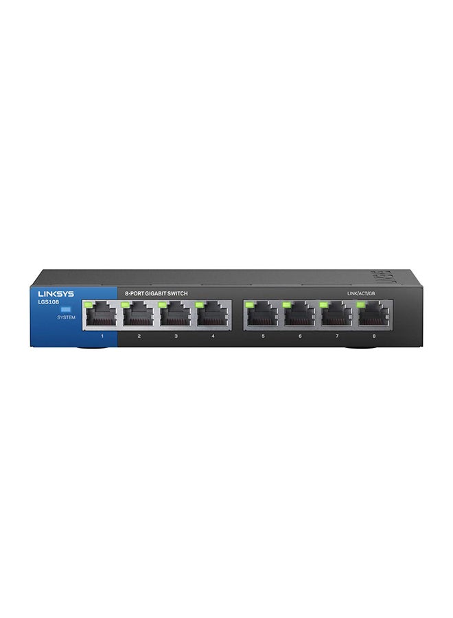 LINKSYS 8 Gigabit Ports Unmanaged Network Switch Black/Blue - Image 1