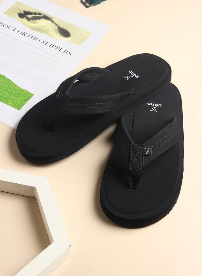 YOHO Men Black Bubbles Orthopedic Slippers