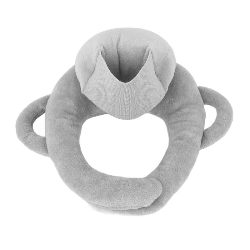 Self Feeding Baby Bottle Holder: Grey Soft Velvet, Adjustable Button, Dual Side Handles - Easy Bottle Insertion Baby Feeding Pillow for 0-3 Year Old Babies Home Travel Use - Image 1