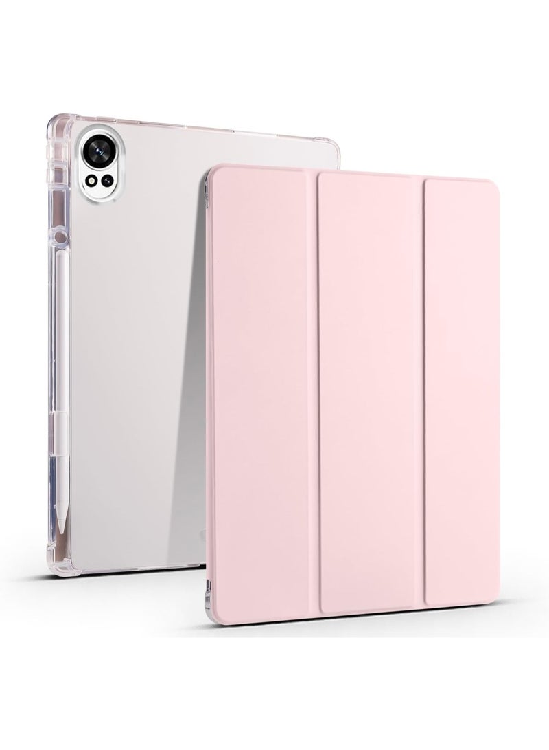 eGreen99 for HUAWEI MatePad 12X Case Cover,Transparent Airbag With Pen Slot For Anti Drop, Tablet Protective Cover, Triple Fold Multi Angle Design, Automatic Wake-up/sleep, Soft Leather，Pink - Image 1
