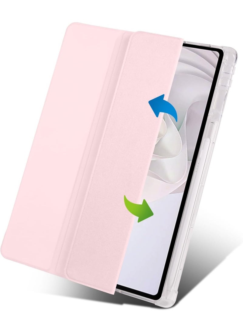 eGreen99 for HUAWEI MatePad 12X Case Cover,Transparent Airbag With Pen Slot For Anti Drop, Tablet Protective Cover, Triple Fold Multi Angle Design, Automatic Wake-up/sleep, Soft Leather，Pink - Image 5