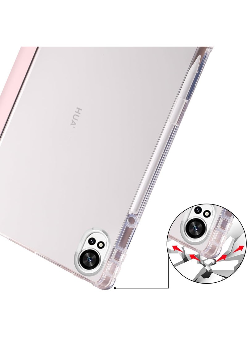eGreen99 for HUAWEI MatePad 12X Case Cover,Transparent Airbag With Pen Slot For Anti Drop, Tablet Protective Cover, Triple Fold Multi Angle Design, Automatic Wake-up/sleep, Soft Leather，Pink - Image 4