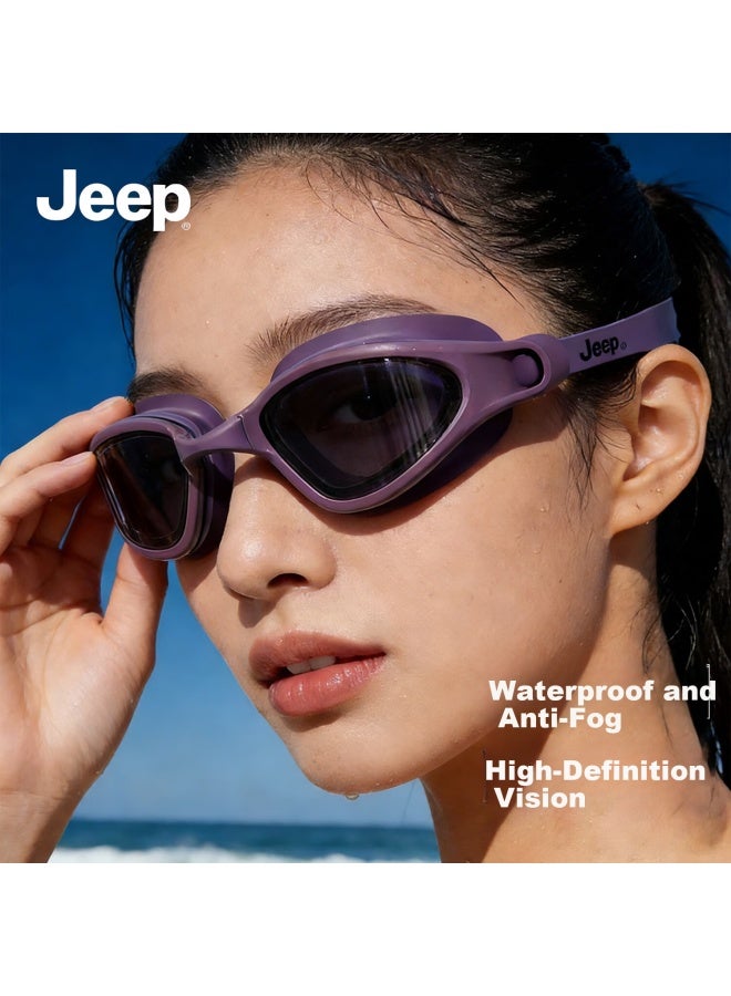Jeep نظارات سباحة طبية جيب للنساء، عالية الدقة، مقاومة للماء، مضادة للضباب، نظارات سباحة احترافية للبالغين للرجال، بنفسجي ناعم، 300 درجة - Image 1