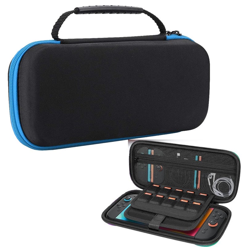 PSS Carrying Case Compatible with Nintendo Switch 2 Model(2025), Portable Hard Shell Pouch Game Travel Bag for Switch 2 Accessories Holds 12 Game Cartridge Slots (Blue) - Image 1