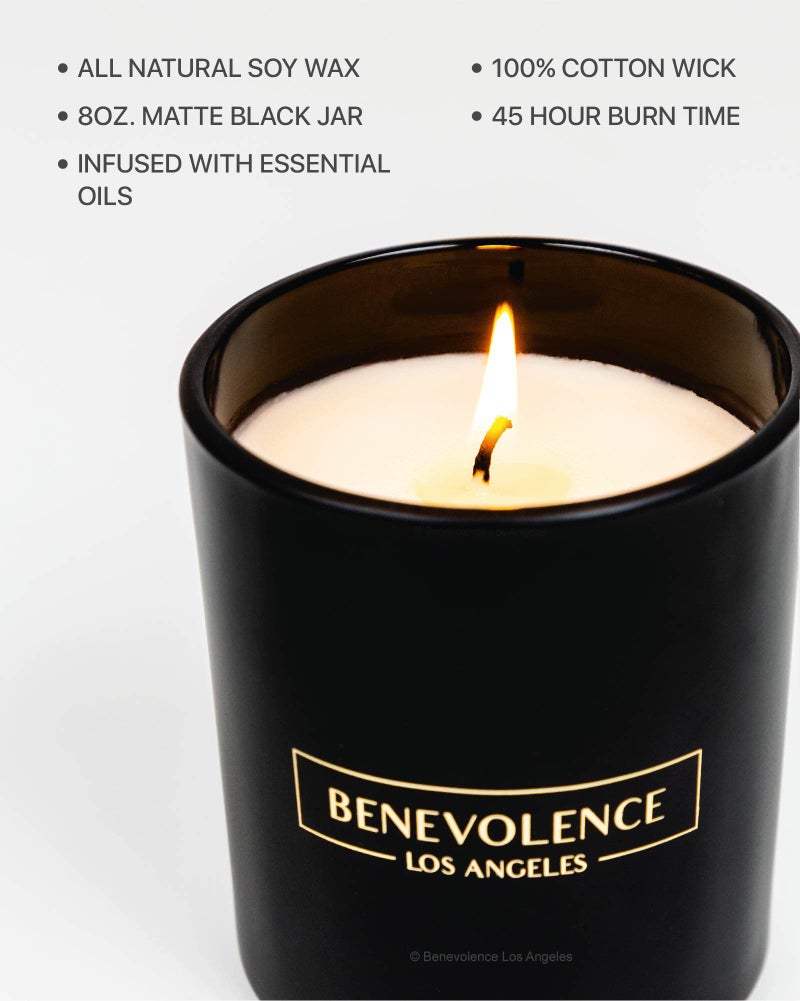 Benevolence LA Pine Scented Candle | Soy Christmas Candles, Black Candle for Home | Holiday Candles Gifts for Women and Men | Home Fragrance | Aromatherapy | Bathroom Freshener | 8oz, 45 Hour Burn - Image 4