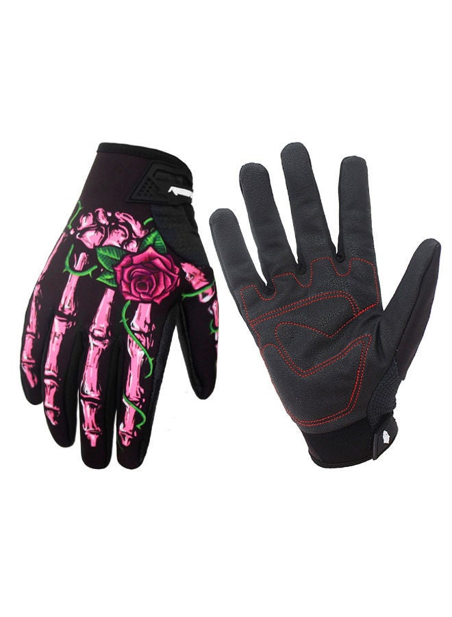 NIBEMINENT Pair Of Rose Printed Winter Ridding Gloves L  - Image 1