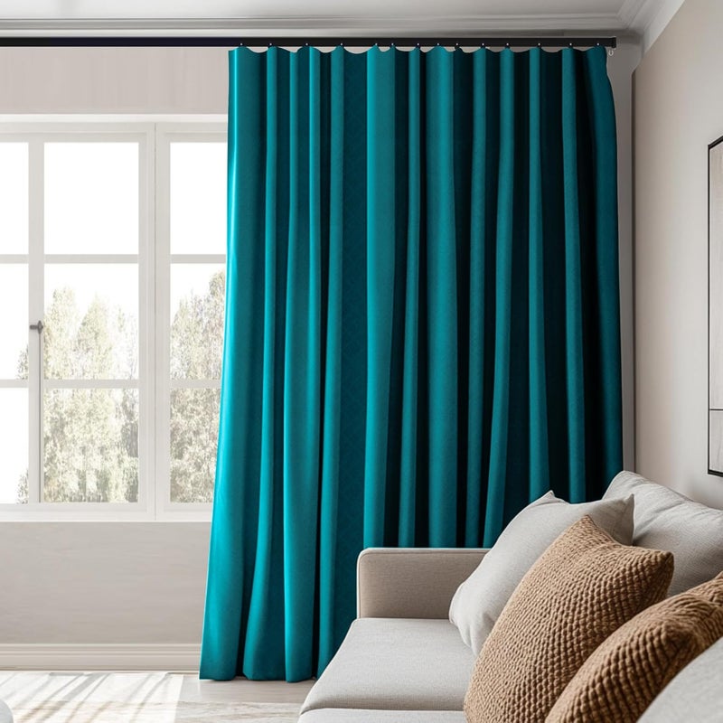 MaKefeile Room Divider Curtains Total Blackout Privacy Curtain Panel Room Thermal Insulated Noise Reduction Curtains for Bedroom Window Living Room Ceiling Track Curtain W 10 ft × H 8 ft Azure Blue - Image 5