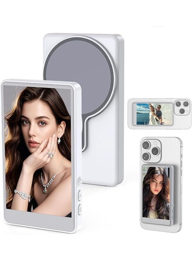 Magnetic Wireless Phone Selfie Monitor  4in Bluetooth Vlog Screen with Real-Time Rear Camera Sync Remote Control & MagSafe Mount  iPhone & Android - Image 1