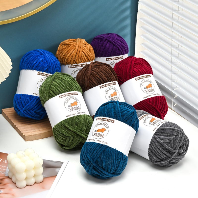 OMoiut 2 Pack Beige Fluffy Velvet Yarn for Crocheting,Chunky Chenille Baby Blanket Yarn for Crochet,Soft Fuzzy Puzzle Yarn for Knitting,(100g/3.53oz Each) Bulky Thick Amigurumi Crochet Yarns - Image 5