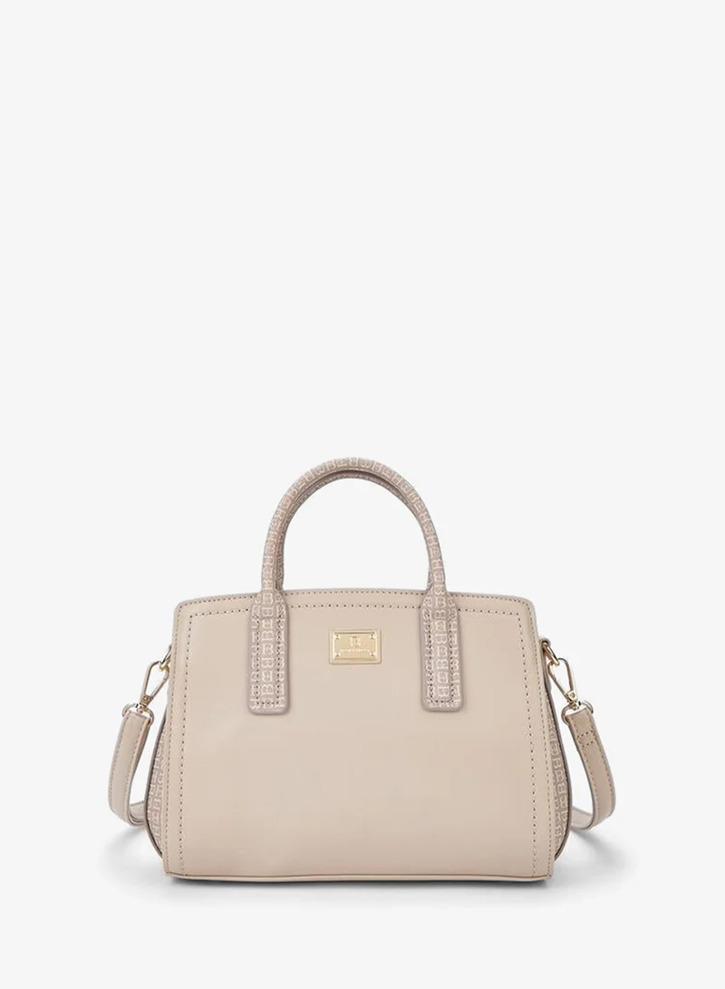 Monogram Print Tote Bag with Detachable Strap