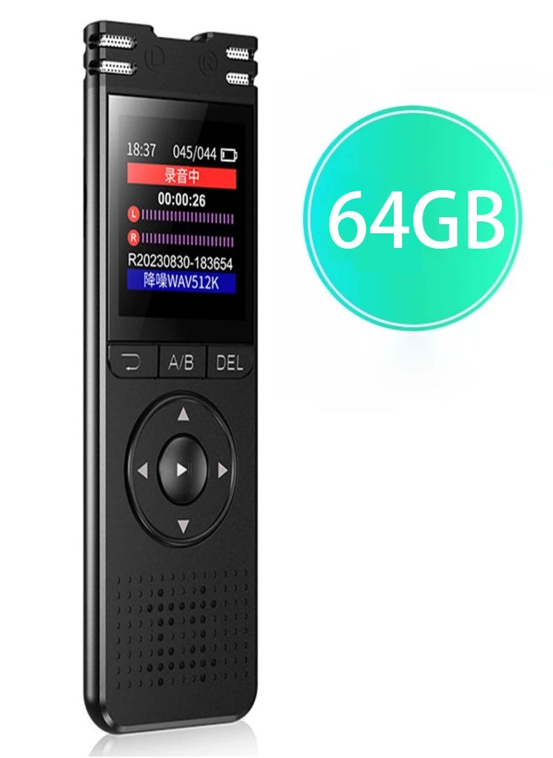 Generic Digital Audio Voice Recorder 64GB Professional Sound Dictaphone HD Noise Reduction Voice Activated Recording WAV MP3 Player  - Image 1