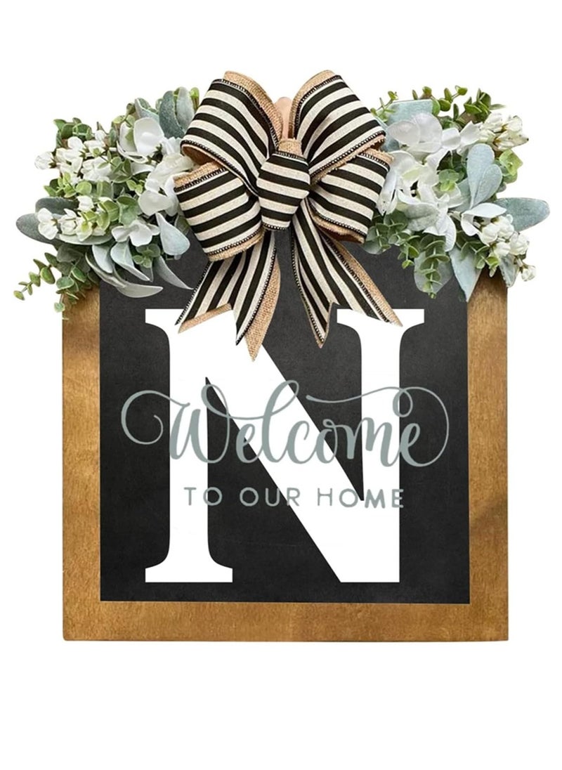 Y&D Welcome Sign Creative Bowknot Letter Wreath In Front Of The Door Outdoor Decoration Props For The Courtyard 35x40CM  - Image 1