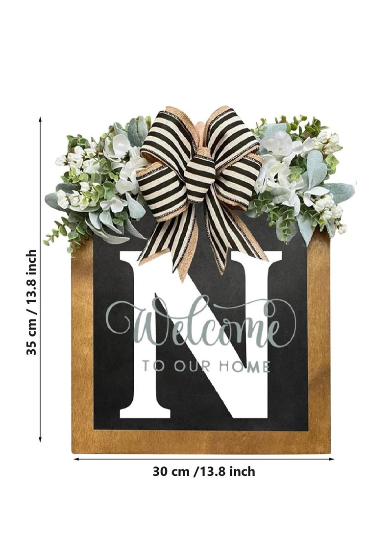 Y&D Welcome Sign Creative Bowknot Letter Wreath In Front Of The Door Outdoor Decoration Props For The Courtyard 35x40CM  - Image 2