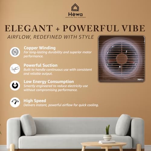 HEWA Onyx 6 inch 150mm high speed Ventilation Exhaust Fan for bathroom, kitchen with 2 year warranty (Brown) - Image 2