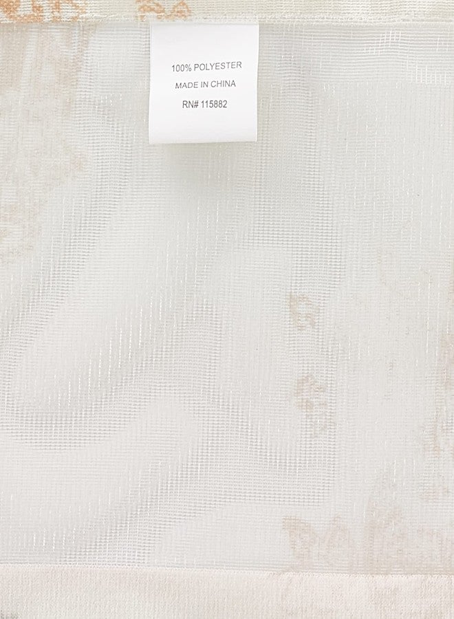 Popular Bath Shower Curtain with Scarf, Madeline Collection, 72" x 72", Beige/Pink - Image 3