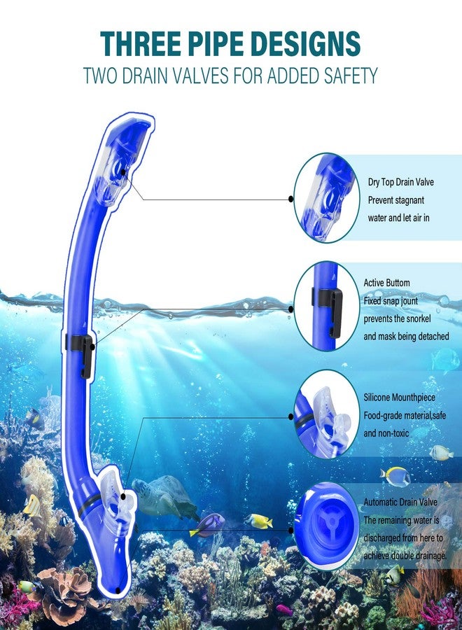Aisrida Kids Snorkeling Set Children Mask Fin Snorkel Set Snorkeling Gear Snorkel Mask + Adjustable Swimming Kids Flippers+ Dry Snorkel Tube + Travel Bags (Blue) - Image 4