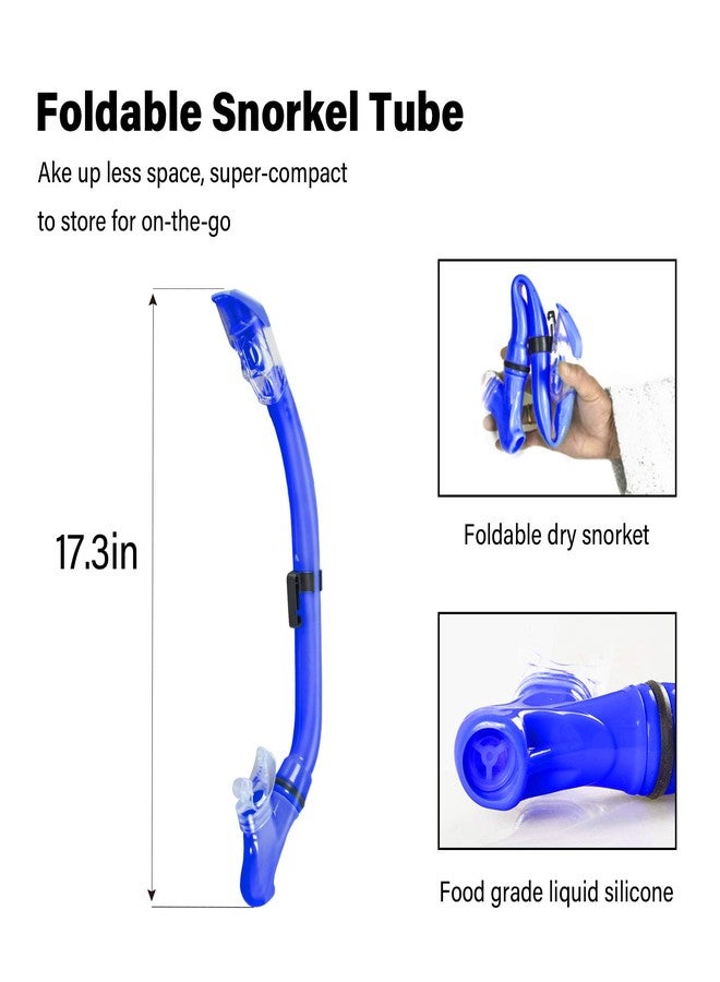 Aisrida Kids Snorkeling Set Children Mask Fin Snorkel Set Snorkeling Gear Snorkel Mask + Adjustable Swimming Kids Flippers+ Dry Snorkel Tube + Travel Bags (Blue) - Image 3