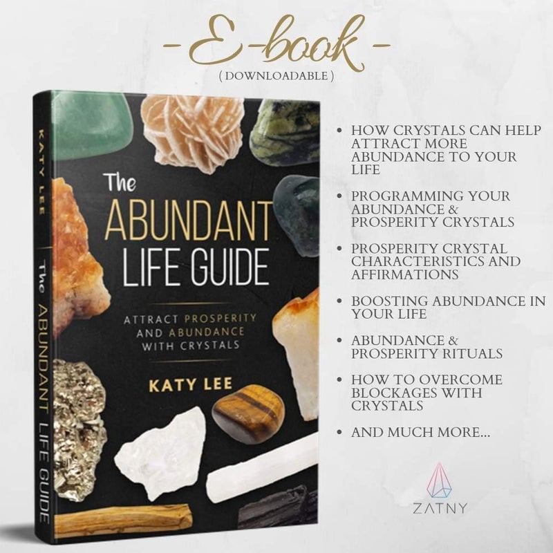 ZATNY Crystals and Healing Stones Premium Kit Wooden Box - Chakra Stones Healing Crystals Set, Rose Quartz, Amethyst Cluster, Quartz Points, Chakra Pendulum (Abundance and Prosperity Crystal Collection) - Image 2