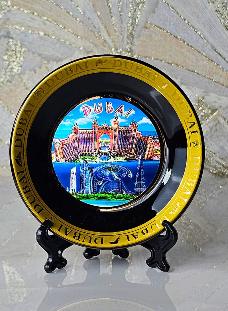 سوق الهدايا التذكارية طبق سيراميك مزخرف من سوق الهدايا التذكارية مطلي بالذهب 11 سم 12 - Image 1