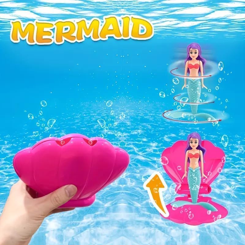 SHAHNARO Ariel Seashell Surprise – Princess Mermaid Swimming Pool Diving Toy – Water Activated Clamshell – Swims to Surface Automatically – Summer Pool Toys for Kids Girls Ages 5+ - Image 2