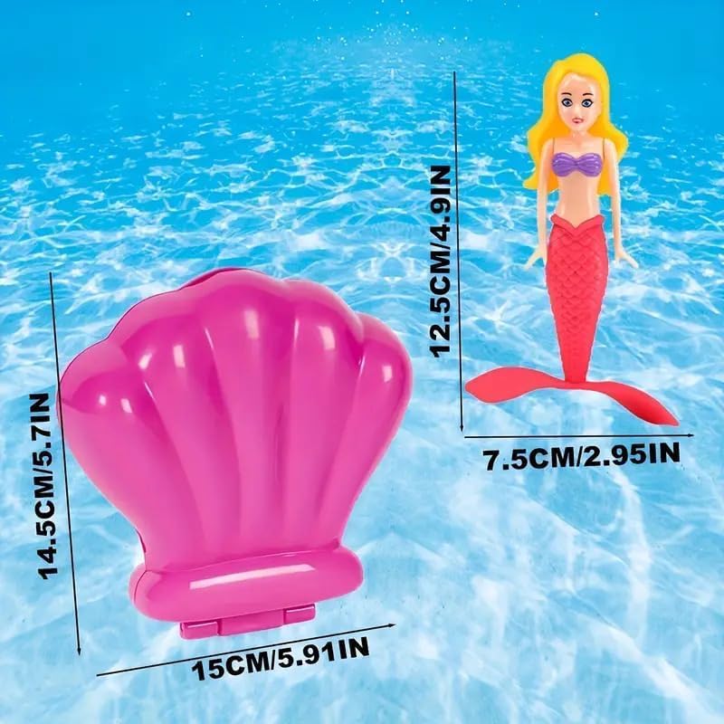 SHAHNARO Ariel Seashell Surprise – Princess Mermaid Swimming Pool Diving Toy – Water Activated Clamshell – Swims to Surface Automatically – Summer Pool Toys for Kids Girls Ages 5+ - Image 4