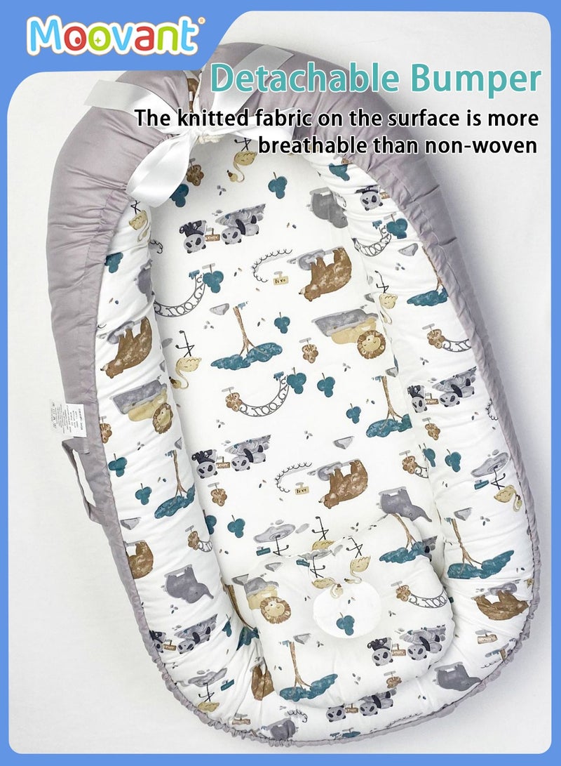 Moovant Baby Lounger for Newborns, Breathable Portable Baby Sleeping Bed, Adjustable Cotton Soft Baby Bed for Travel, Newborn Essentials for 0-18 Months - Image 3