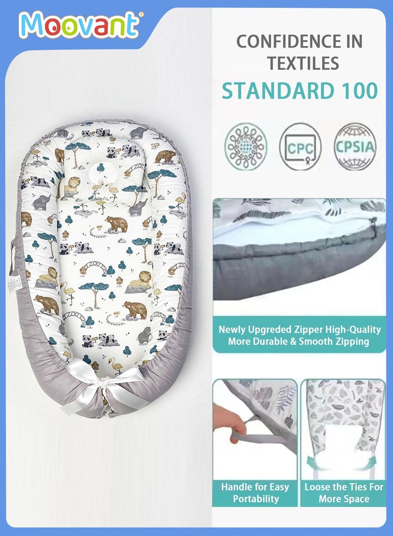 Moovant Baby Lounger for Newborns, Breathable Portable Baby Sleeping Bed, Adjustable Cotton Soft Baby Bed for Travel, Newborn Essentials for 0-18 Months - Image 4