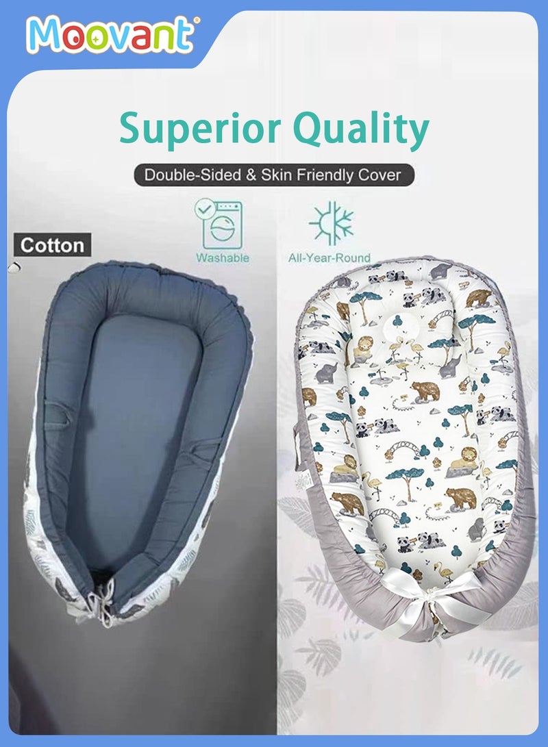 Moovant Baby Lounger for Newborns, Breathable Portable Baby Sleeping Bed, Adjustable Cotton Soft Baby Bed for Travel, Newborn Essentials for 0-18 Months - Image 5