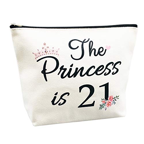 Charmoly 21st Birthday Gifts for Women Best Friend Daughter Funny 21 Year Old Birthday Gift for Her The Princess is 21 Cute Makeup Bag Celebrate Turning Twenty One - Image 2