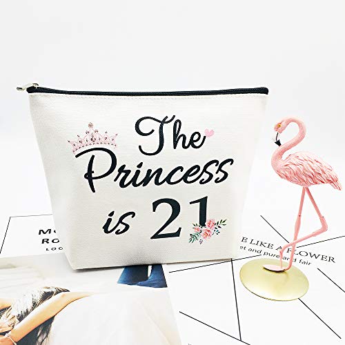 Charmoly 21st Birthday Gifts for Women Best Friend Daughter Funny 21 Year Old Birthday Gift for Her The Princess is 21 Cute Makeup Bag Celebrate Turning Twenty One - Image 3