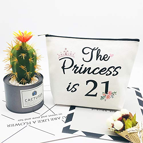 Charmoly 21st Birthday Gifts for Women Best Friend Daughter Funny 21 Year Old Birthday Gift for Her The Princess is 21 Cute Makeup Bag Celebrate Turning Twenty One - Image 5