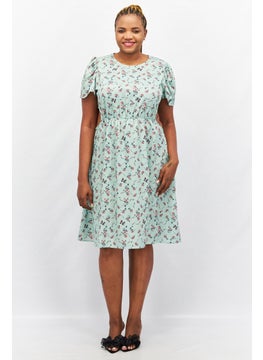 In the style Women All Over Print Floral Midi Dress, Green  - Image 3