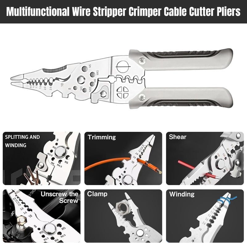 Suicune Multifunctional Wire Stripper Crimper Cable Cutter Pliers 10 in 1 Wire Strippers and Crimping Tool Wire Strippers and Crimping Tool for Stripping Cutting and Crimping - Image 3