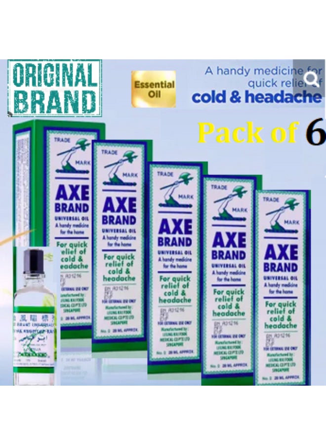 Axe Branded Original Fresh Universal Oil For Quick Relief of Cold and Headache 28 ml pack of 6 - Image 1
