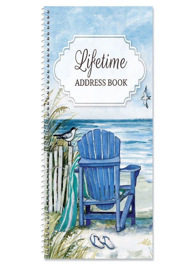 Current by The Sea Address Book - 94 Pages; Small 5" x 8-1/2" Size for Purse or Office, Spiral Bound Soft Cover Organizer for Contacts, Addresses, Email, & Phone Numbers + 50 Replacement Stickers - Image 1