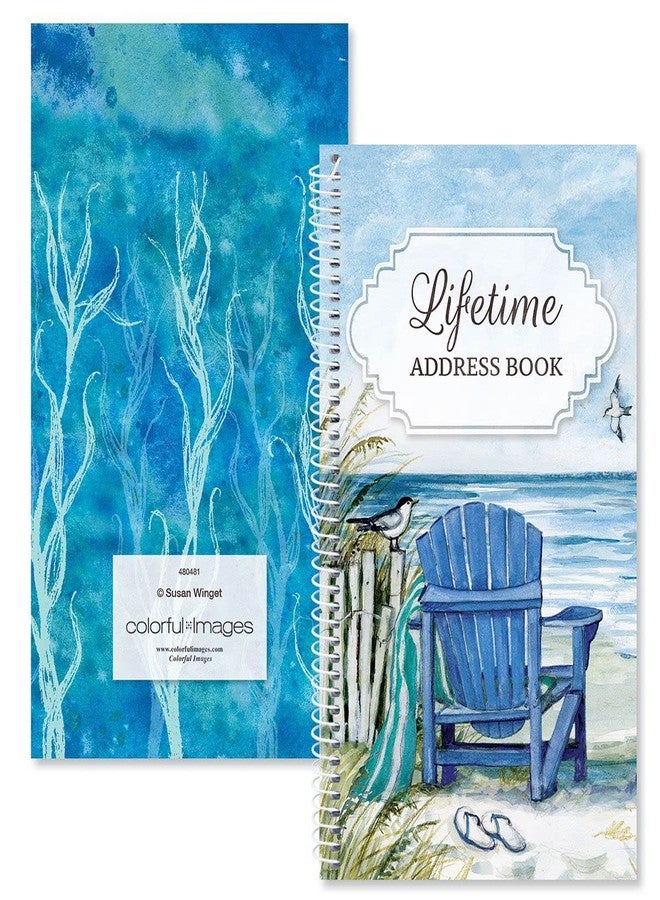 Current by The Sea Address Book - 94 Pages; Small 5" x 8-1/2" Size for Purse or Office, Spiral Bound Soft Cover Organizer for Contacts, Addresses, Email, & Phone Numbers + 50 Replacement Stickers - Image 4