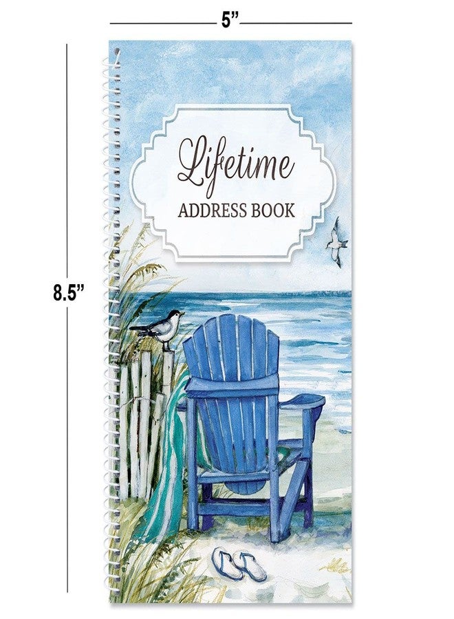 Current by The Sea Address Book - 94 Pages; Small 5" x 8-1/2" Size for Purse or Office, Spiral Bound Soft Cover Organizer for Contacts, Addresses, Email, & Phone Numbers + 50 Replacement Stickers - Image 3