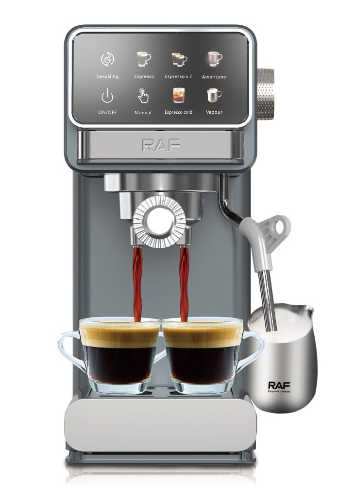 RAF Semi-Automatic Italian Coffee Machine 1300W – 20 Bar Espresso Maker with 1.2L Water Tank, Dual Boiler System, Milk Frother Steam Wand, Easy Operation & Cleaning - Image 1