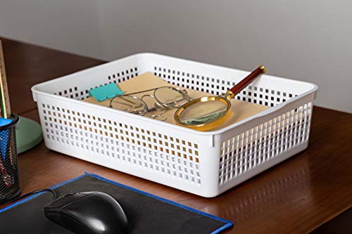 Aebeky A4 Size Plastic Paper Storage Trays,Desktop File Organizer Baskets,6-Packs (White) - Image 5