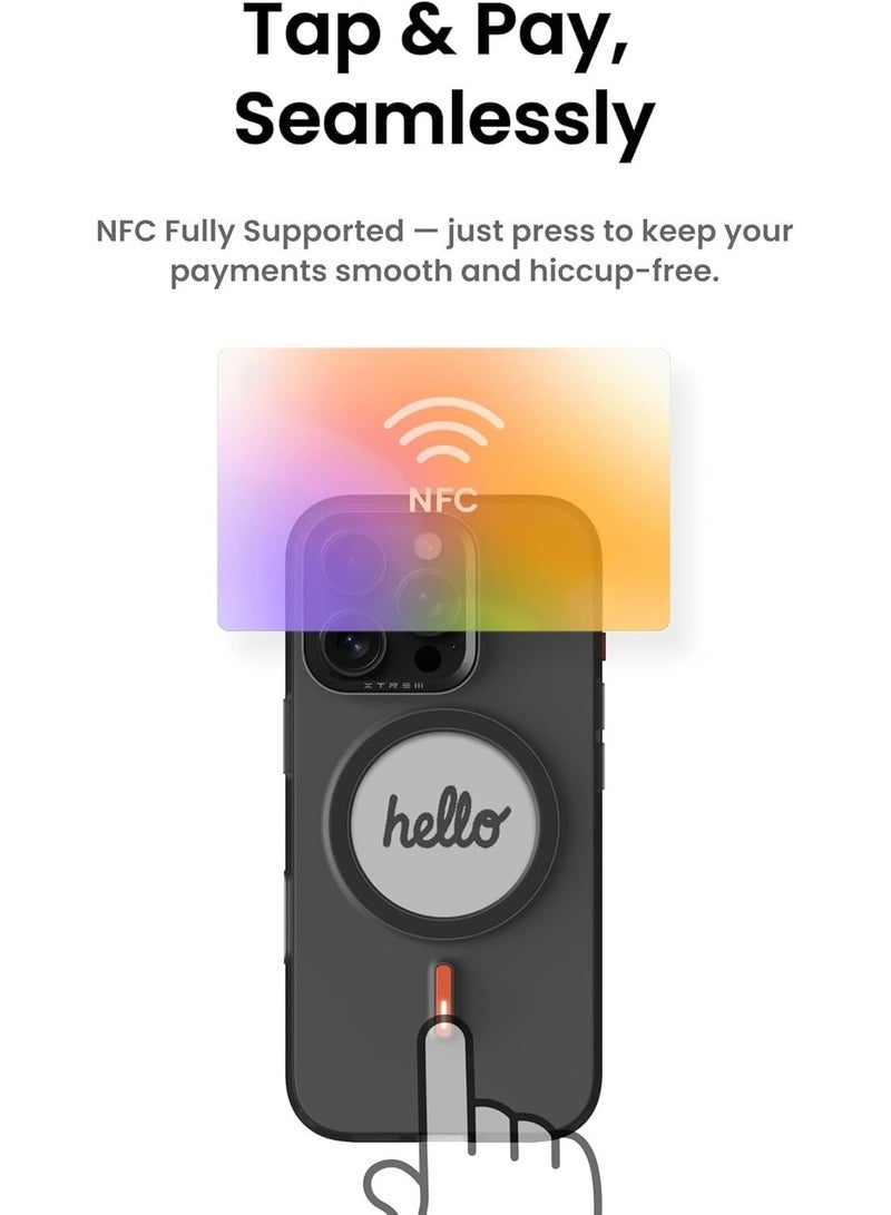 Xtrem iPhone 17 Pro Magnetic NFC E-Ink Display Case – MagSafe Compatible Customizable Screen Cover with Wireless Charging Support – Unique Smart Back Cover | Oeli Xtrem - Black - Image 2