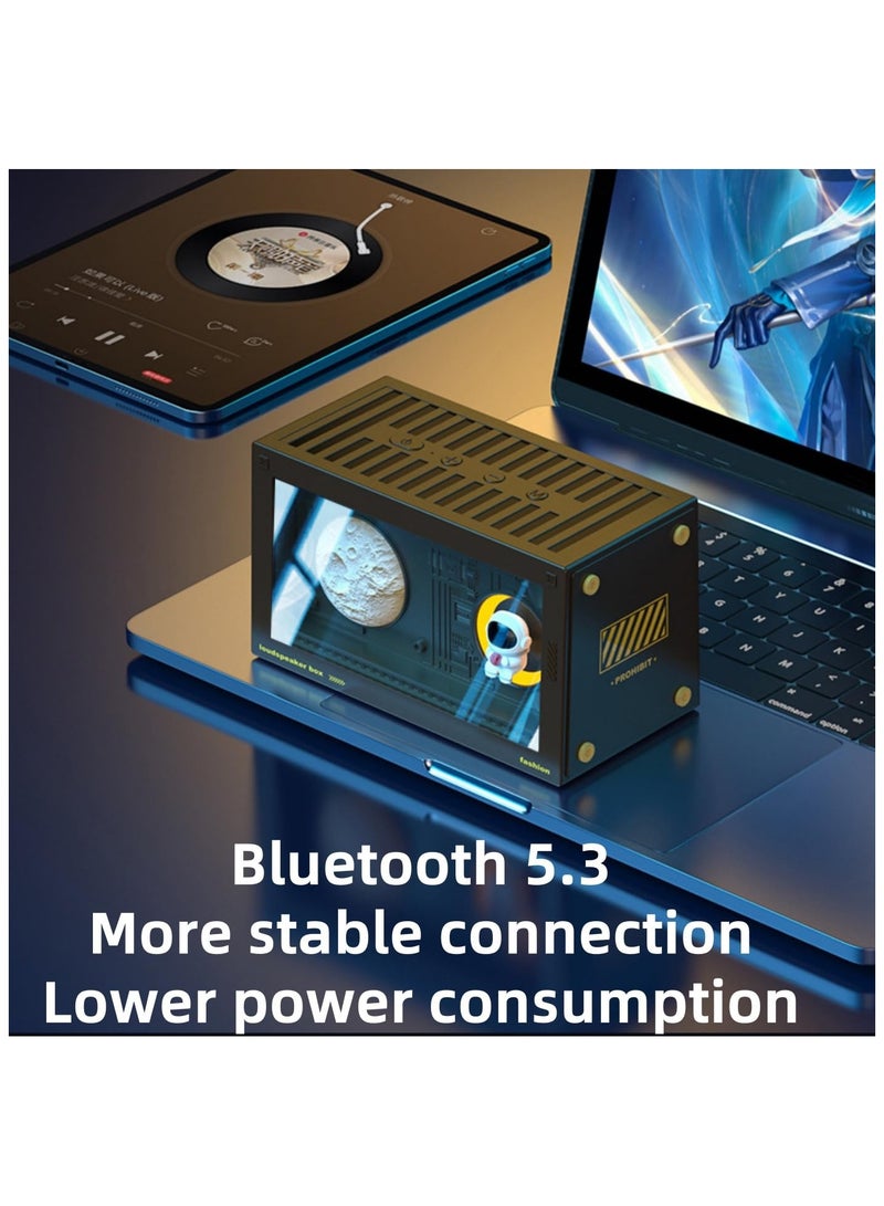 SOLARAE Bluetooth Speaker Astronaut Mini, Desktop Speaker, Portable Speaker, Wireless Bluetooth Speaker, High Sound Quality Nightlight, Heavy bass HIFI sound quality, Girl Gift Children Gift (Black) - Image 5