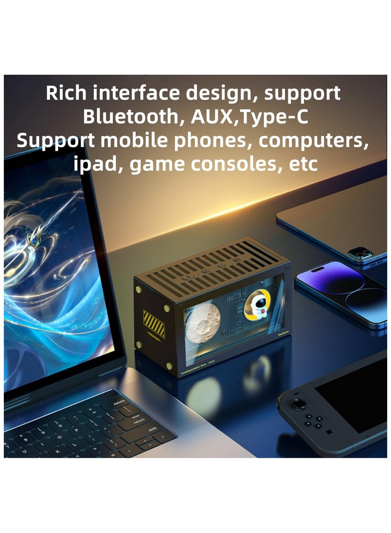 SOLARAE Bluetooth Speaker Astronaut Mini, Desktop Speaker, Portable Speaker, Wireless Bluetooth Speaker, High Sound Quality Nightlight, Heavy bass HIFI sound quality, Girl Gift Children Gift (Black) - Image 2