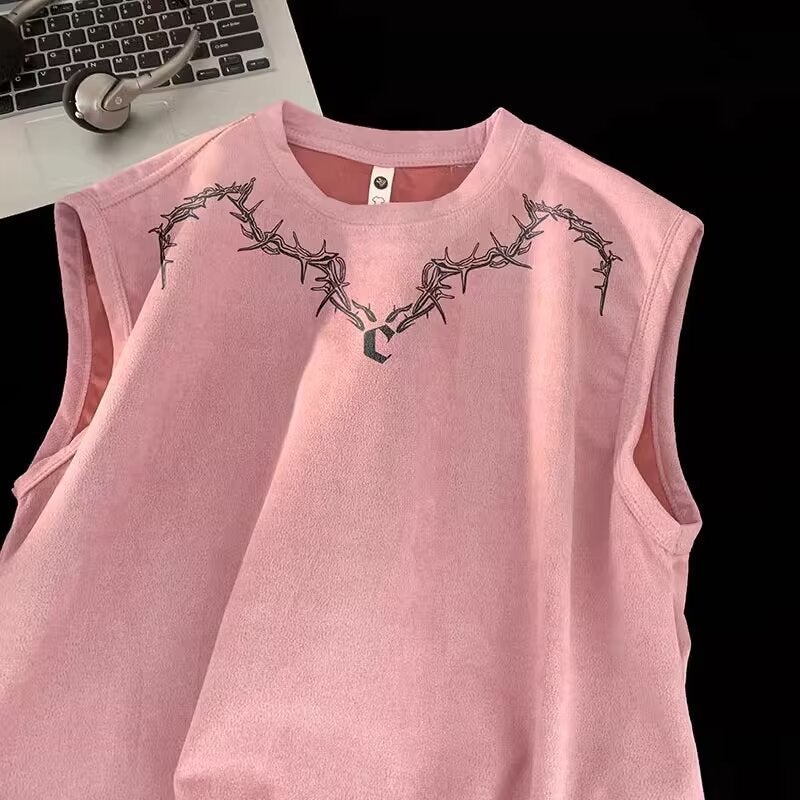 Summer Youth Hong Kong Style Trendy Sleeveless Short-Sleeved Popular Simple Versatile Suede Vest Waistcoat Product - Image 4