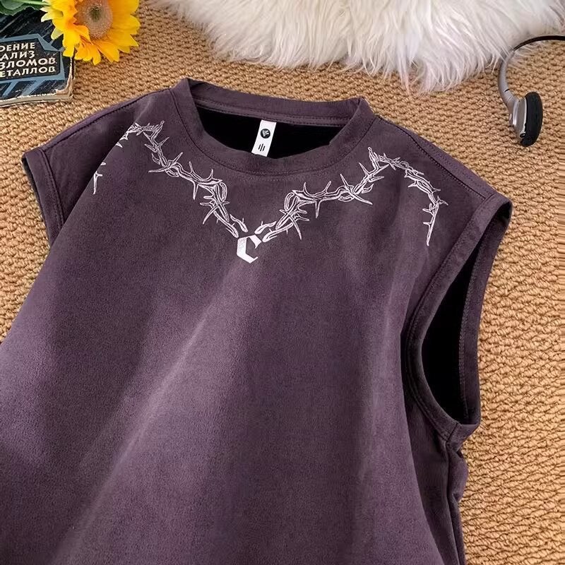 Summer Youth Hong Kong Style Trendy Sleeveless Short-Sleeved Popular Simple Versatile Suede Vest Waistcoat Product - Image 2
