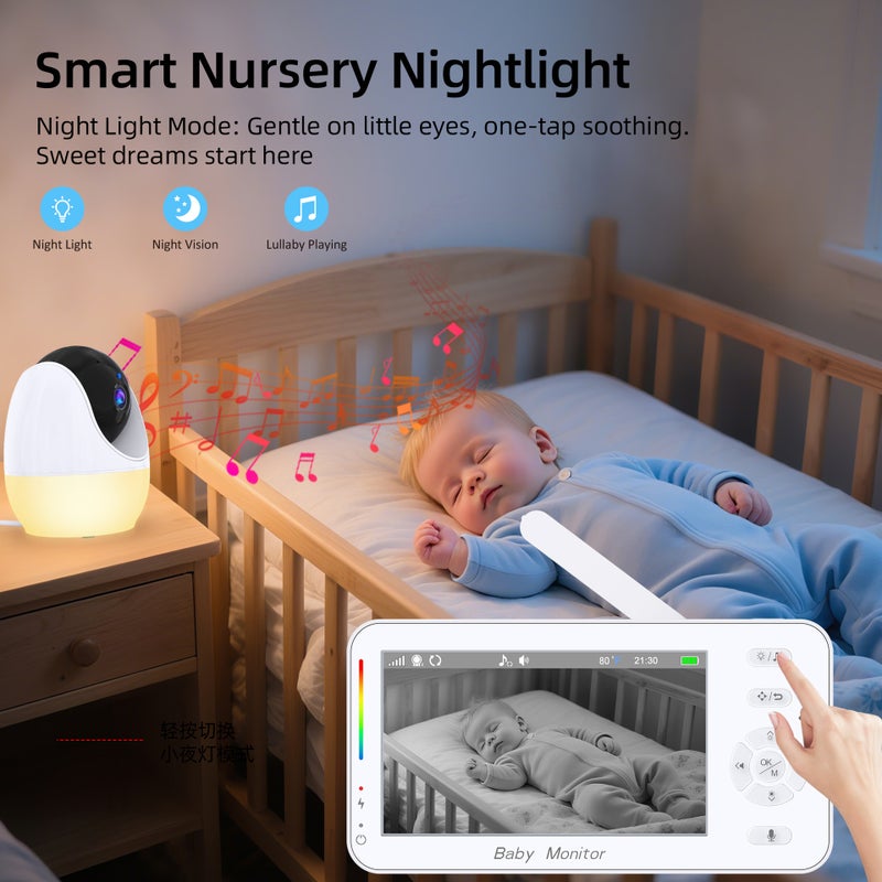 New 4.3-inch Remote Baby Monitor with Screen, 1080P HD, Smart Two-Way Talk - Image 4
