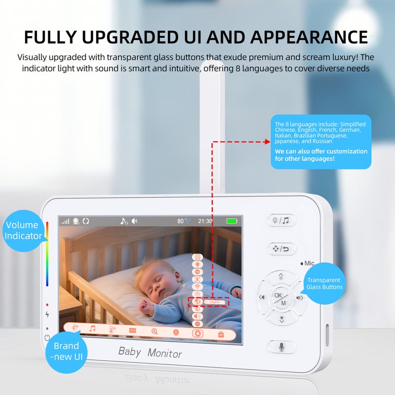 New 4.3-inch Remote Baby Monitor with Screen, 1080P HD, Smart Two-Way Talk - Image 2